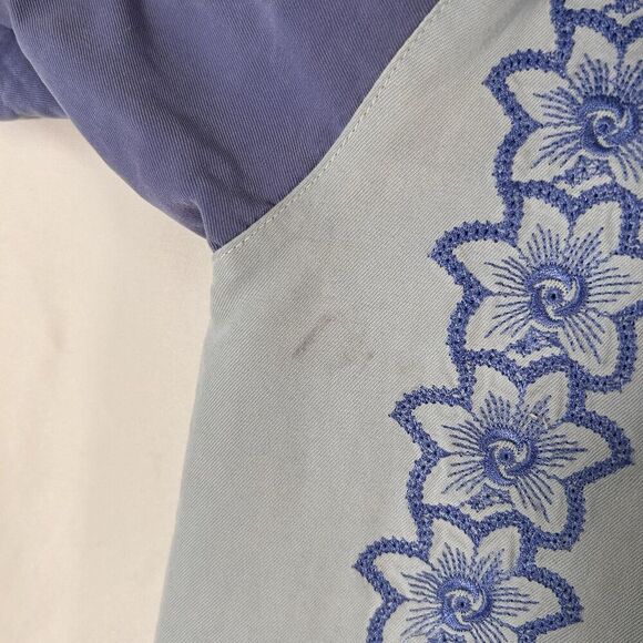 Bobby Chan Silk Hawaiian Shirt Men's XL Blue Floral Short Sleeve Button Up - Picture 5 of 7